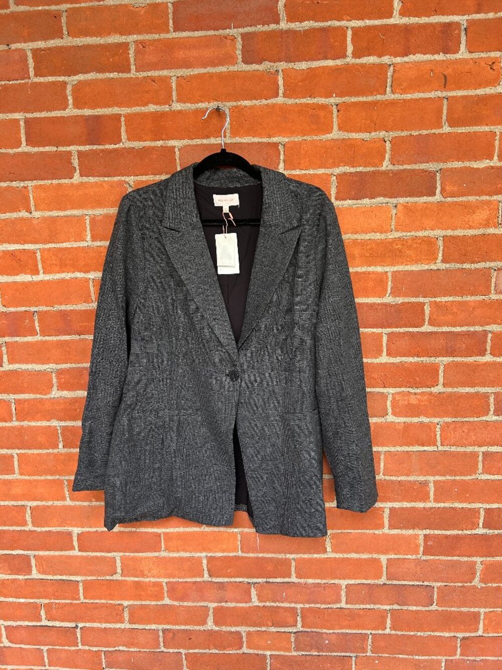 Skies Are Blue Glen Plaid Blazer Charcoal Grey XL NWT Single Button